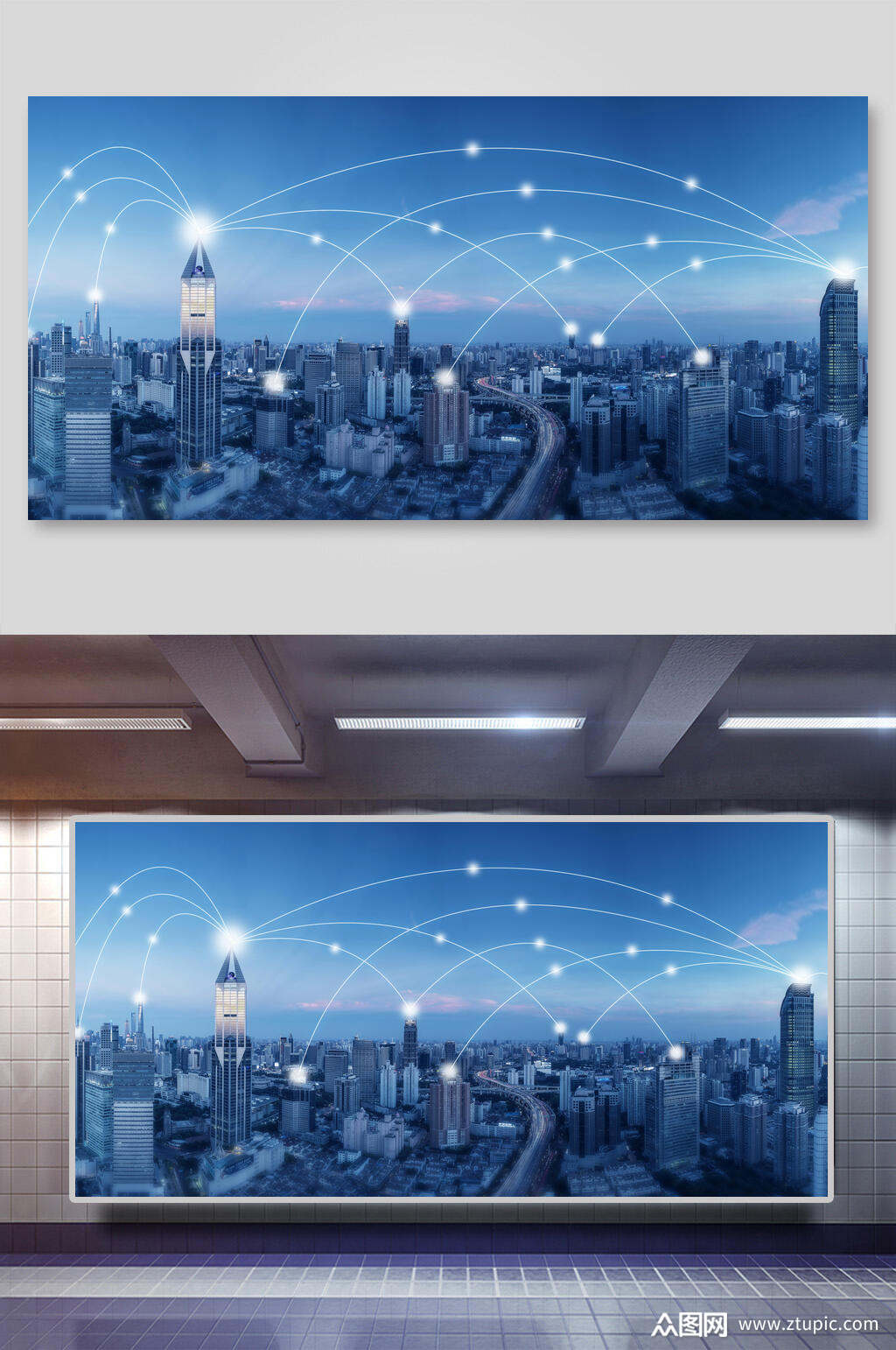藍(lán)色創(chuàng)新 科技感城市剪影光效背景引領(lǐng)5G時(shí)代信息技術(shù)展示新風(fēng)尚